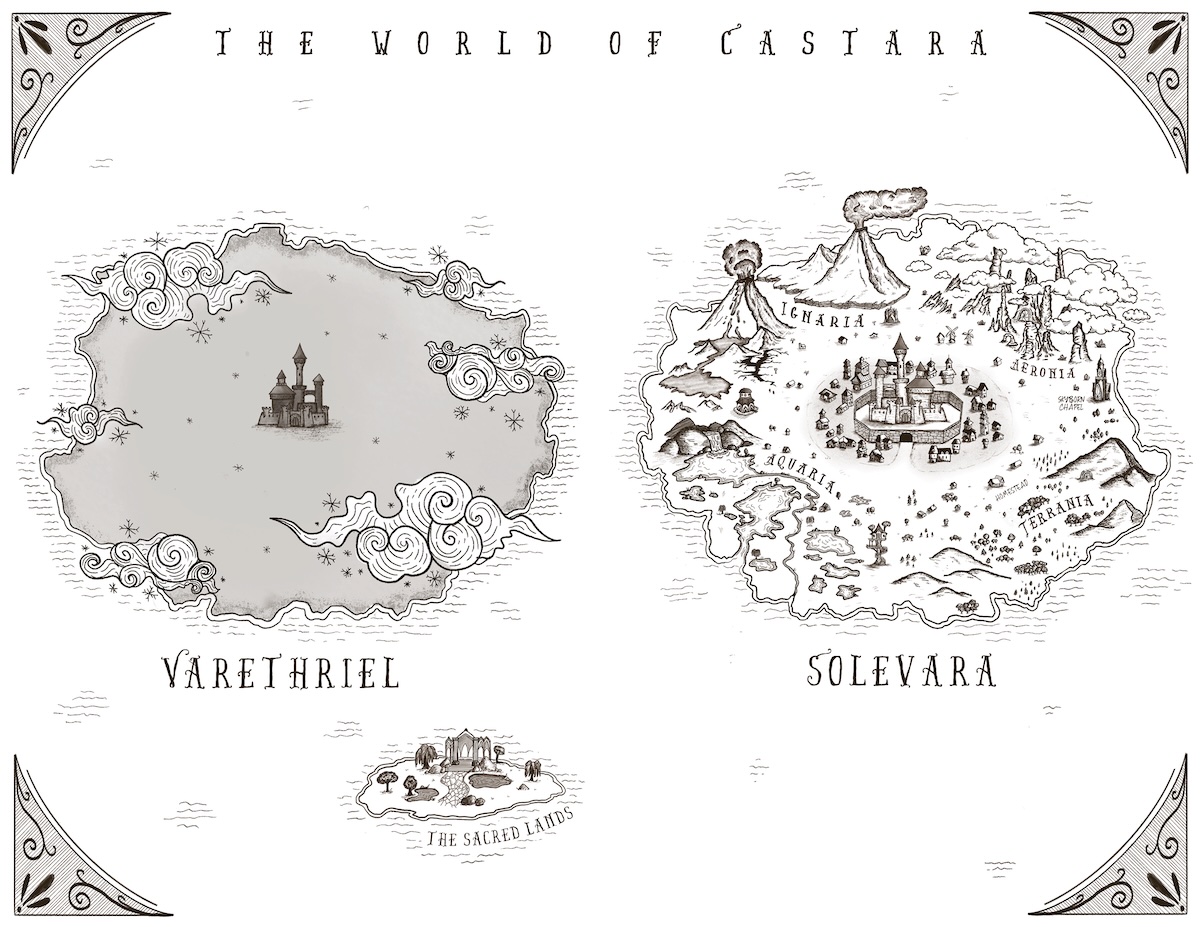 The World of Castara - Fantasy map showing Varethriel and Solevara